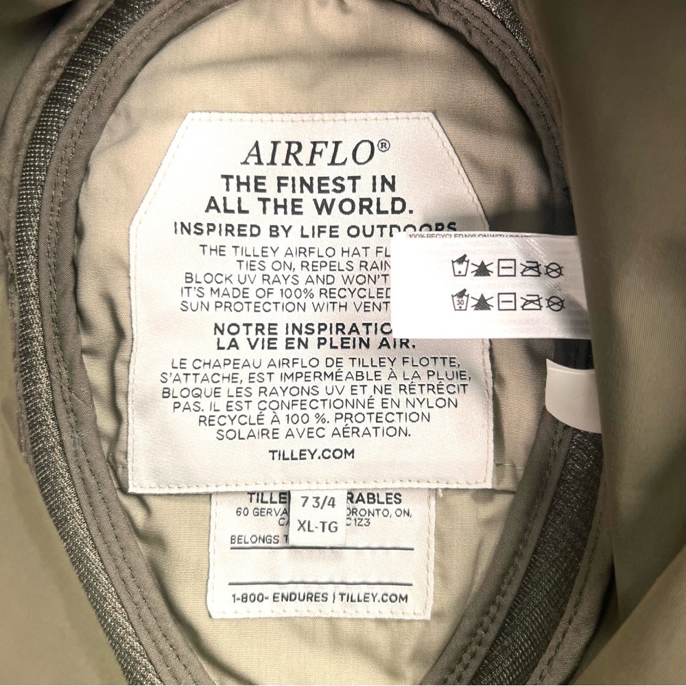 Tilley Airflo Hat Brow 7 3/4 XL Khaki Beige UV Sun Protection Vented String - Picture 7 of 8